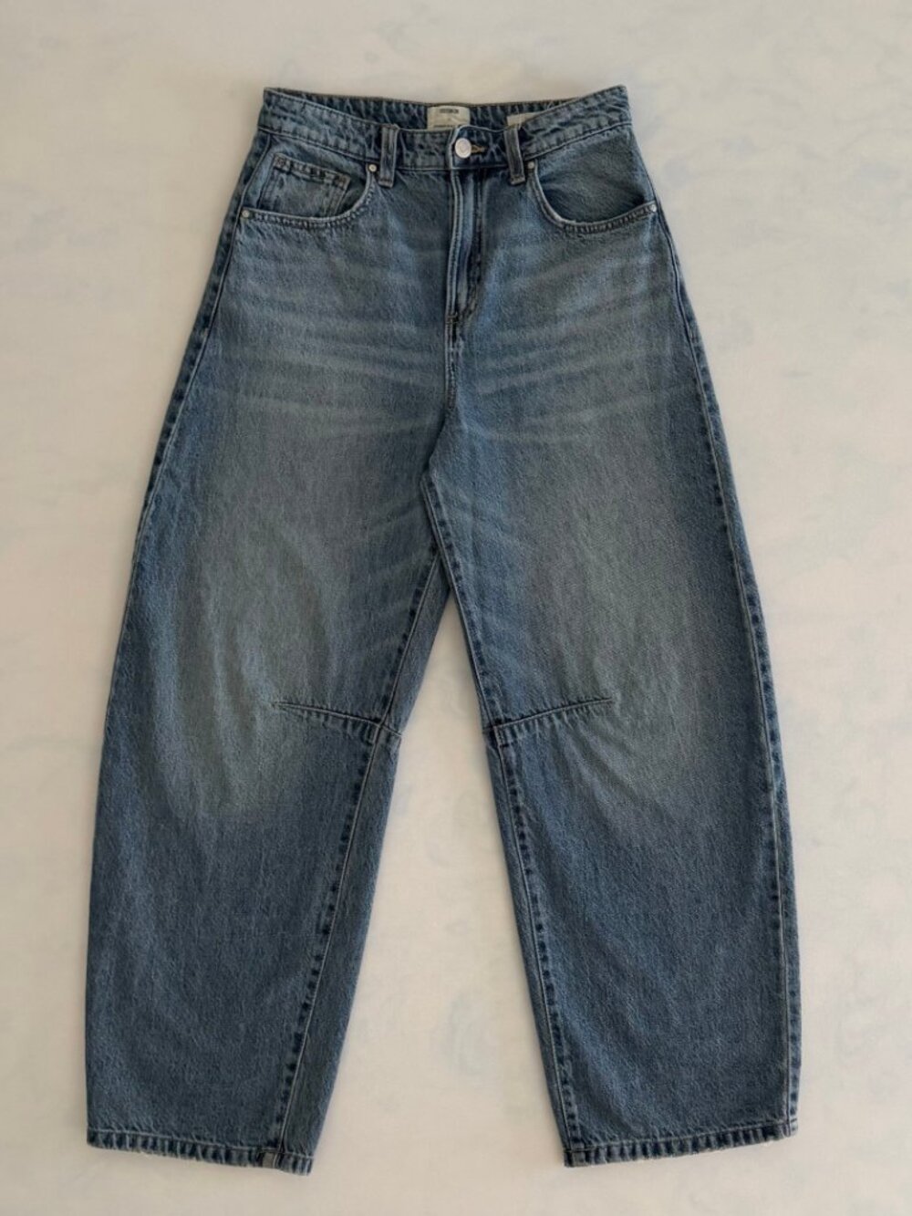Cotton On Medium Wash Tapered Hem Barrel Jeans